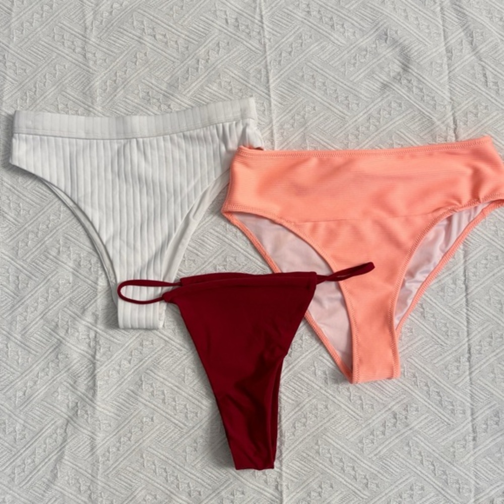 NWT Bikini Bottoms Bundle White Bond-Eye Red String Orange High Waist